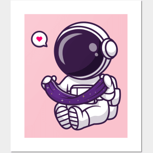 Cute Astronaut With Space Slime Cartoon Posters and Art